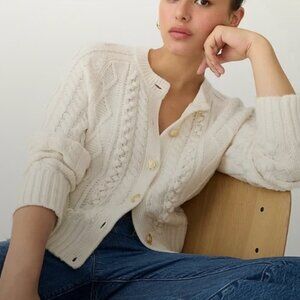 J. Crew Cable-Knit Cardigan in Ivory, Size S